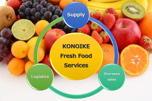 “konoike fresh food services” for export and sales of agricultural products